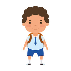 cute little student boy character