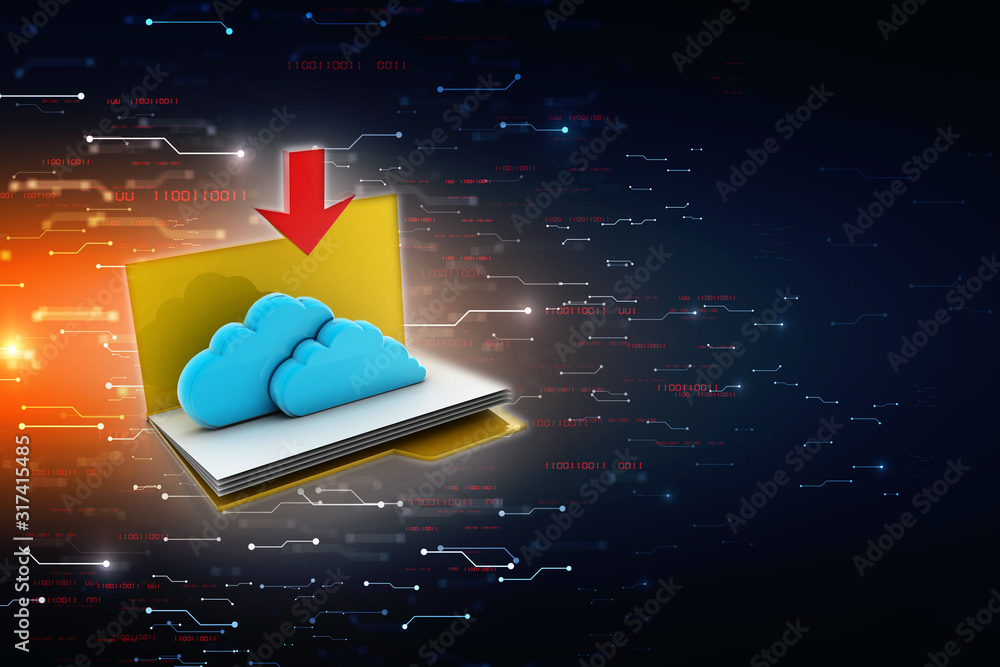 Poster 3d rendering cloud folder network