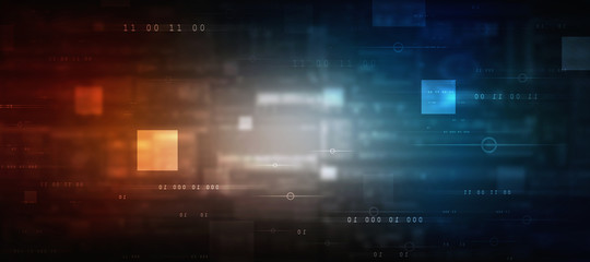 2d illustration Abstract futuristic electronic circuit technology background