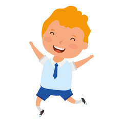 cute little blond student boy character