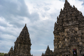 Temples in the Prambanan Temple complex in the boundary between Klaten Regency and Yogyakarta...