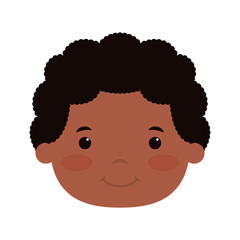 afro little boy head comic character