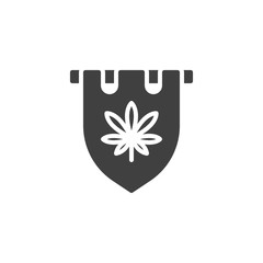 Cannabis shop sign vector icon. filled flat sign for mobile concept and web design. Marijuana flag glyph icon. Drug store symbol, logo illustration. Vector graphics
