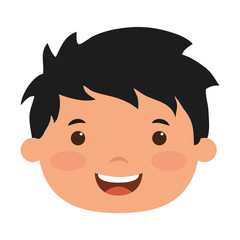 cute little boy head comic character