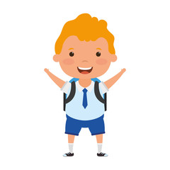 cute little blond student boy character