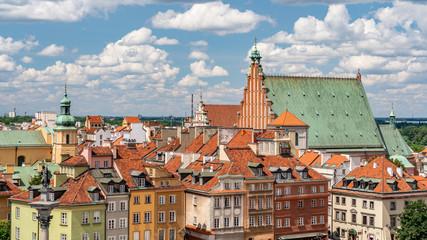 Naklejka na ściany i meble roofs of old town in warsaw