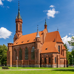 Fototapeta na wymiar Beautiful Red castle in Druskininkai, Lithuania