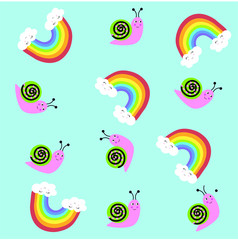seamless pattern rainbow with rainbow snail
