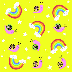 seamless pattern rainbow with rainbow snail