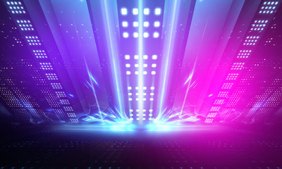Ultraviolet abstract light. Diode tape, light line. Violet and pink gradient. Modern background,...