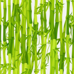 Vector background with green bamboo stems seamless pattern