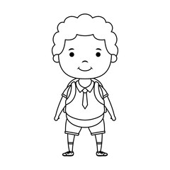 cute little student boy character