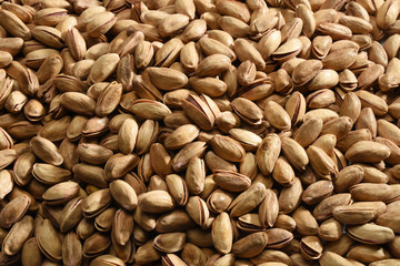 Full frame heap of fresh organic, pistachios