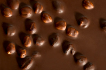 Full frame close up hazelnut chocolate