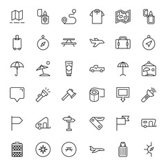 Travel set line icons
