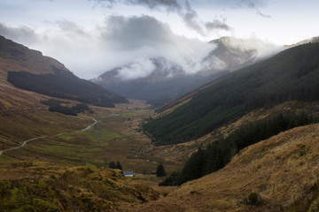 Fototapeta premium A view of the Rest and Be Thankful in Scotland on a winters morning. 