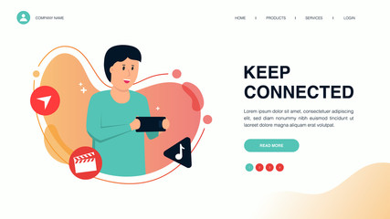 Web page design with business or finance concept for website and mobile website development. Website template design vector illustration. Able to edit or customize.