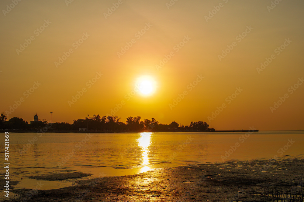 Wall mural sunset on the river