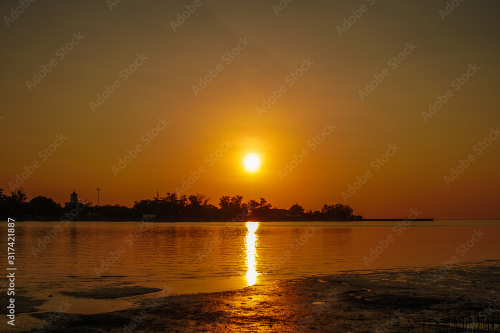 Wall mural sunset on the river