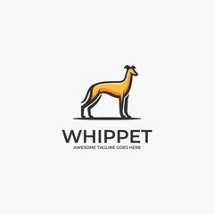 Vector Logo Illustration Whippet pose Mascot Cartoon