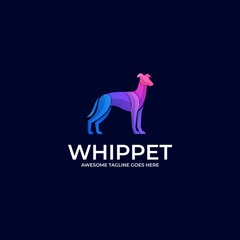 Vector Logo Illustration Whippet pose Gradient Colorful