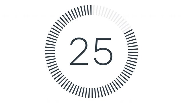 Minimal countdown timer animation from 30 to 0 seconds. Modern flat design with animation on white background. High quality 4K video.