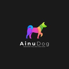 Vector Logo Illustration Ainu Dog Elegant Gradient Colorful