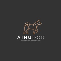 Vector Logo Illustration Ainu Dog Elegant Line Art