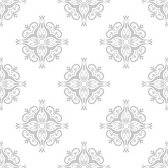 Floral seamless pattern. Gray and white background