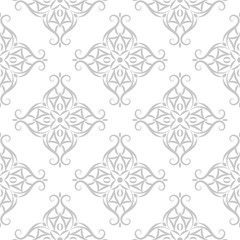 Floral seamless pattern. Gray flowers on white background for wallpapers and textile