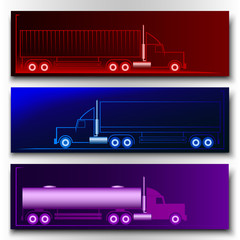 Set of banners with truck silhouettes.