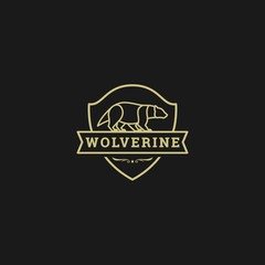 Vector Logo Illustration Wolverine Walk Vintage Badge