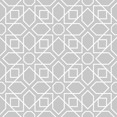 Seamless pattern in arabic style. Gray and white background