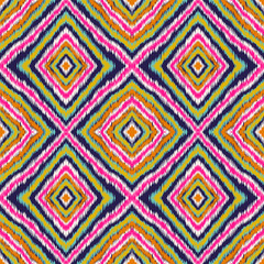 Indigo Geometric Shibori Vector Seamless Pattern. Repeat Ikat African Design. Navajo Psychedelic Ornament. Indigo Tribal Aztec Vector Seamless Pattern