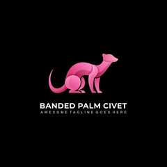 Vector Logo Illustration Banded Palm Civet Sitting Gradient Colorful