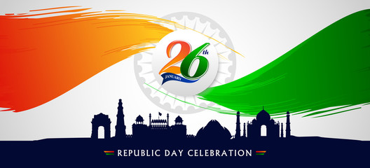 Vector Illustration of 26th of January, Republic Day Celebration of India