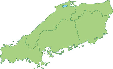 中国地方の地図_都道府県ごとに色を変えられます