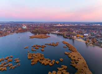 Dawn from a height in the city of Izyaslav..