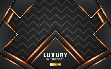 Fototapeta premium modern abstract technology dark grey vector background with gold line.Overlap layers with paper effect. digital template. Realistic light effect on textured wavy line background.vector illustration.