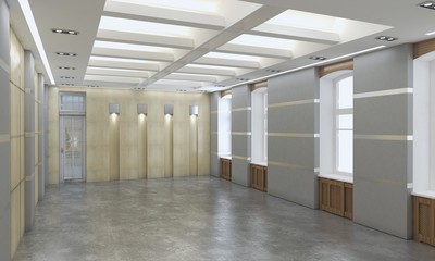 empty pavilion, interior visualization, 3D illustration