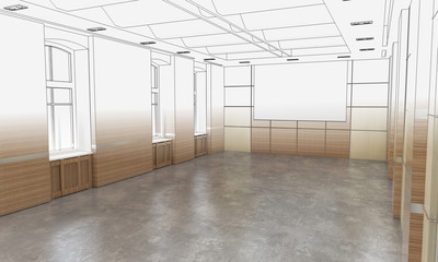 empty pavilion, interior visualization, 3D illustration