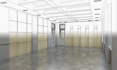 empty pavilion, interior visualization, 3D illustration