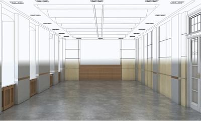 empty pavilion, interior visualization, 3D illustration