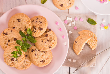 Chocolate chip cookies.	