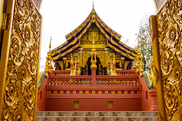 Architecture, decoration and the name in Thai Language of the building in Wat Phra That Doi Phra...