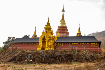 Seated Buddha Statue in Wat Phra That Doi Phra Chan in Mae Tha District Lampang Thailand