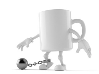 Mug character with prison ball