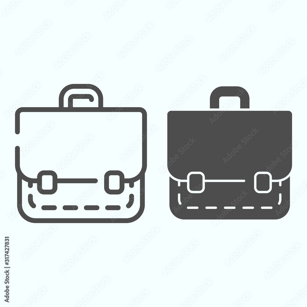 Poster portfolio line and solid icon. school bag vector illustration isolated on white. suitcase outline st
