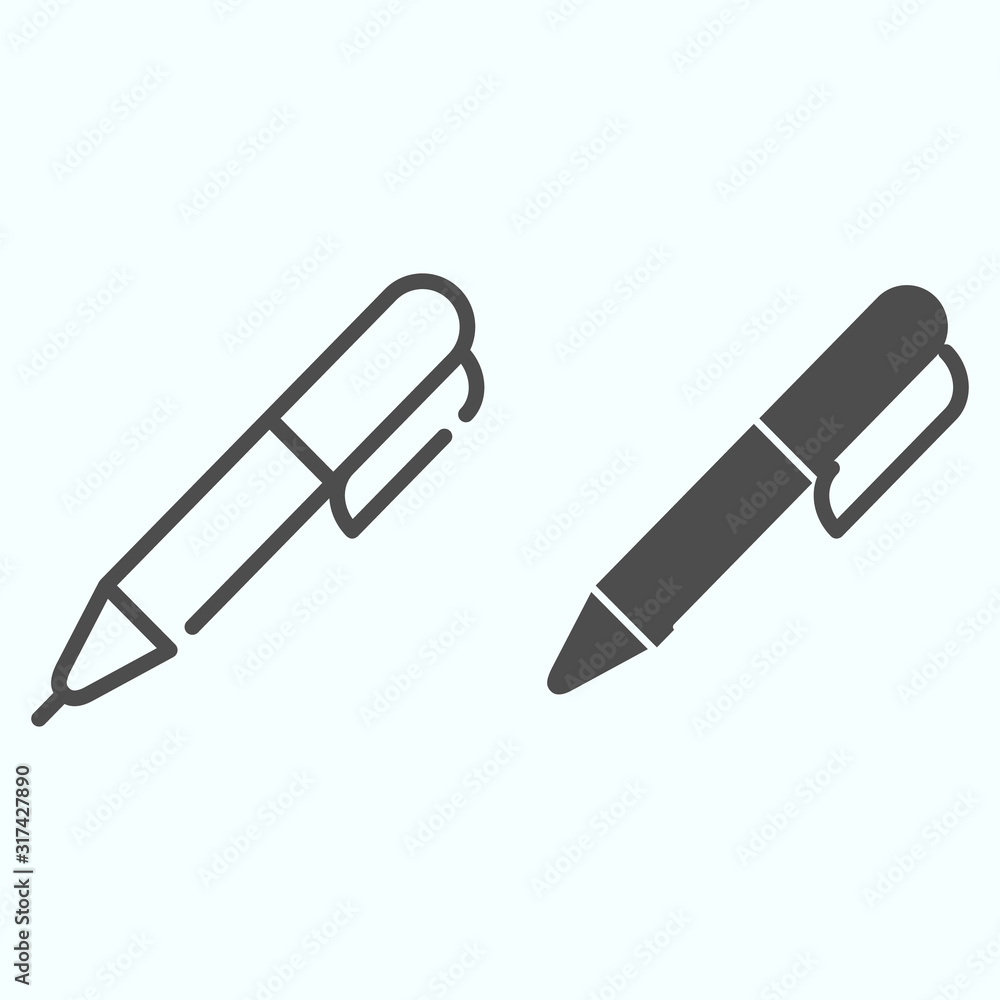 Poster pen line and solid icon. office pen vector illustration isolated on white. writing tool outline styl