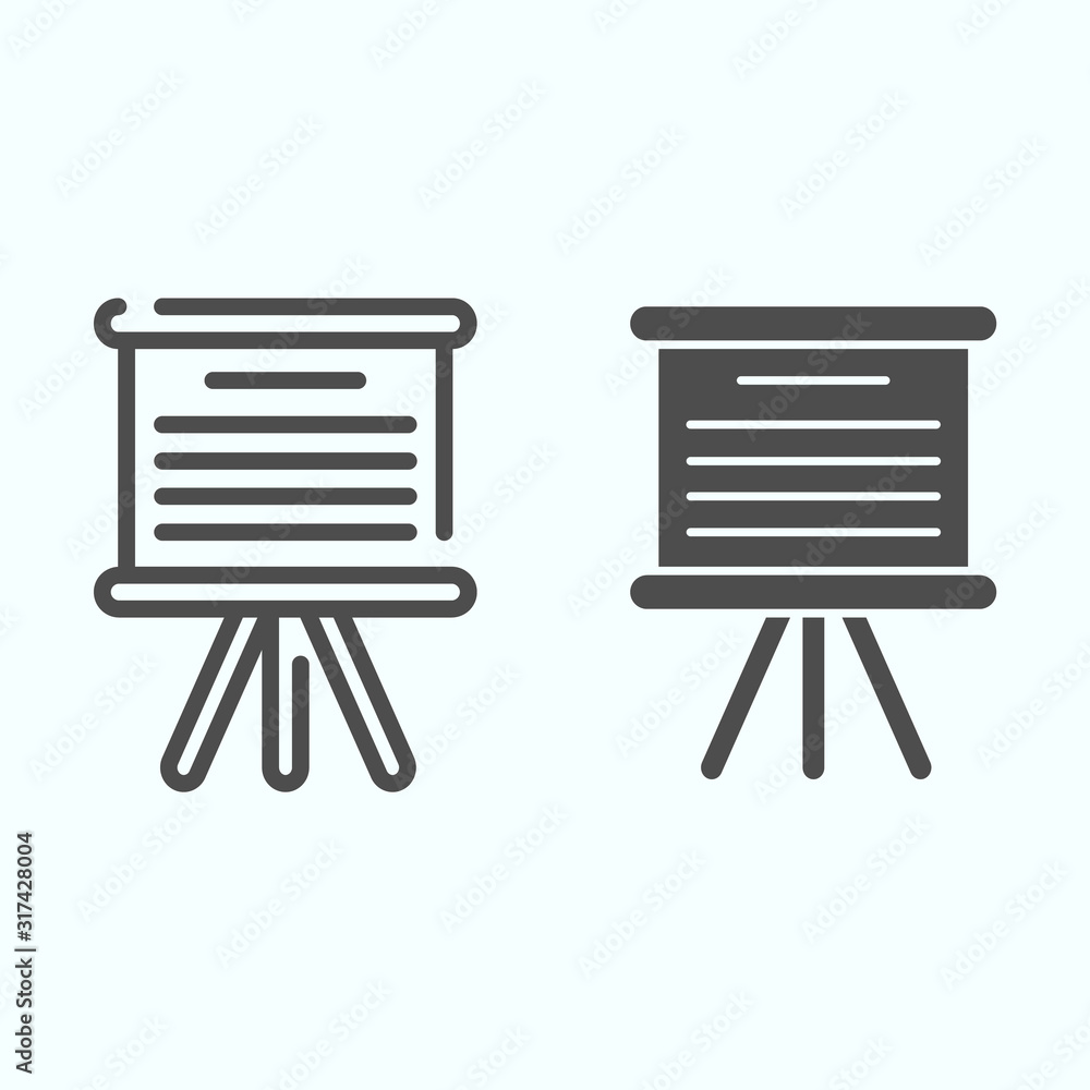 Poster board line and solid icon. board to write information vector illustration isolated on white. blackbo